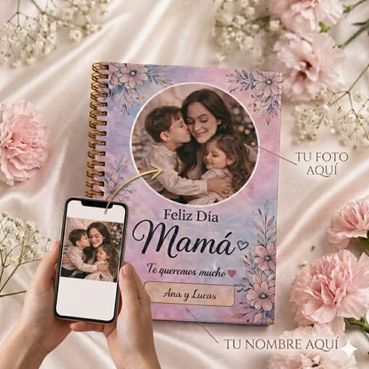 Cuaderno A5 Tapa Dura Personalizado con Foto y Nombre – Día de la Madre