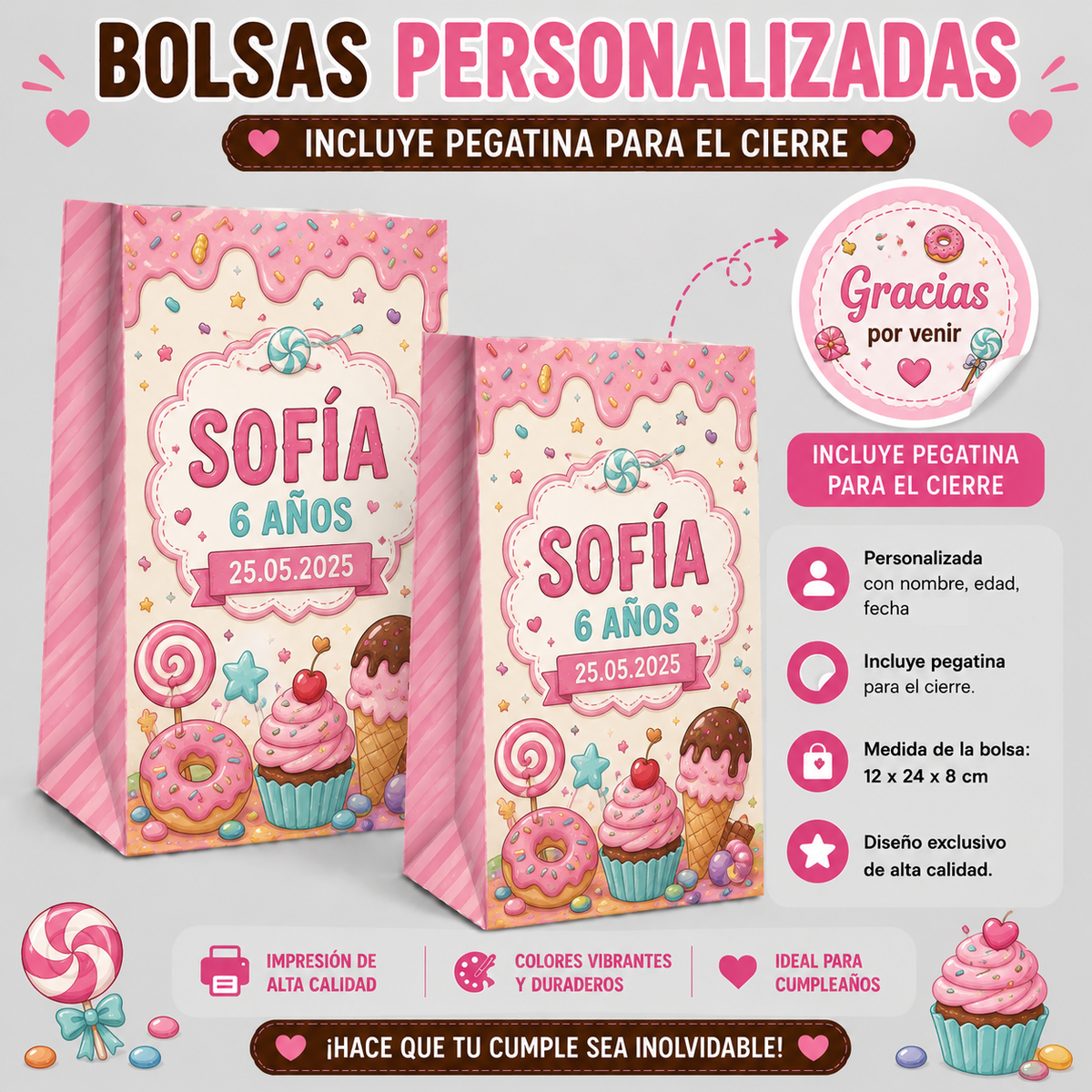 Bolsas Personalizadas para Cumpleaños Infantiles Varias Temáticas