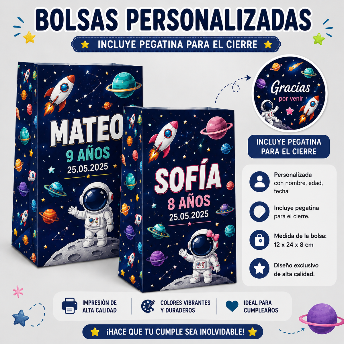 Bolsas Personalizadas para Cumpleaños Infantiles Varias Temáticas
