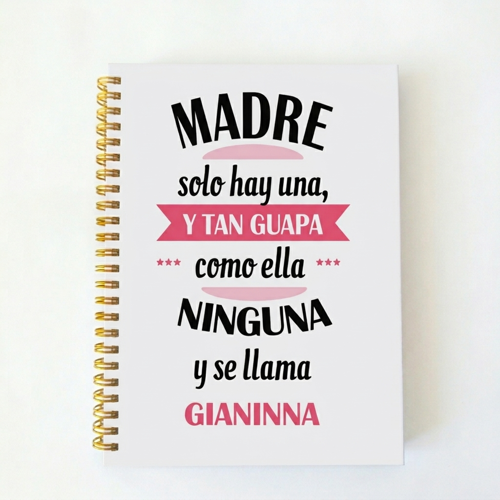 Cuaderno A5 Tapa Dura Personalizado con Foto y Nombre – Día de la Madre
