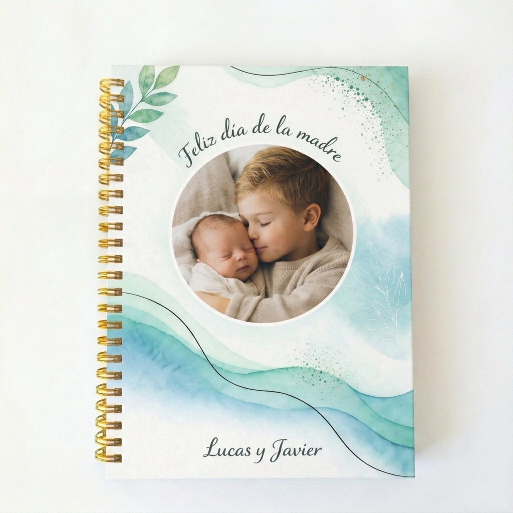 Cuaderno A5 Tapa Dura Personalizado con Foto y Nombre – Día de la Madre