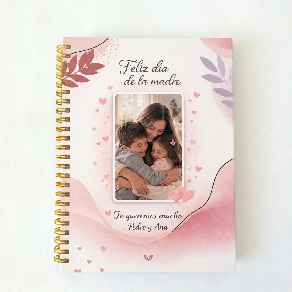 Cuaderno A5 Tapa Dura Personalizado con Foto y Nombre – Día de la Madre