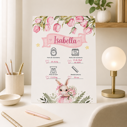 Lamina de nacimiento Personalizado para Bebé – Un Recuerdo Único para Toda la Vida