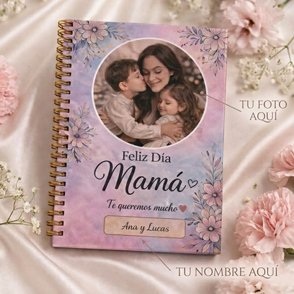 Cuaderno A5 Tapa Dura Personalizado con Foto y Nombre – Día de la Madre