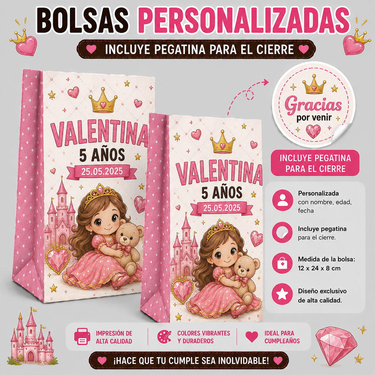 Bolsas Personalizadas para Cumpleaños Infantiles Varias Temáticas