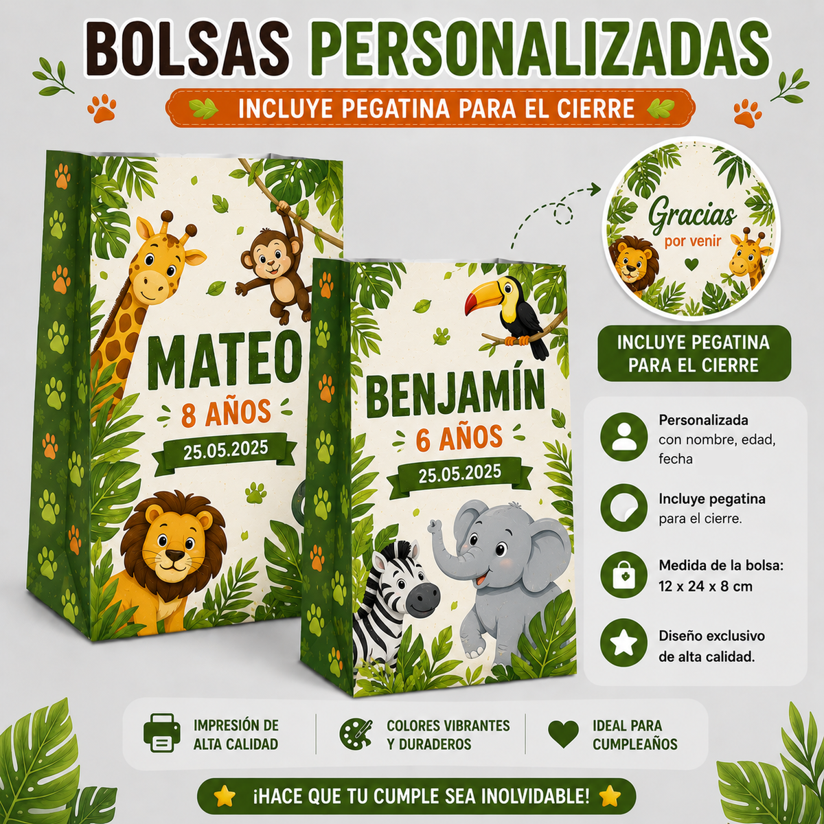 Bolsas Personalizadas para Cumpleaños Infantiles Varias Temáticas