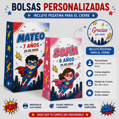 Bolsas Personalizadas para Cumpleaños Infantiles Varias Temáticas