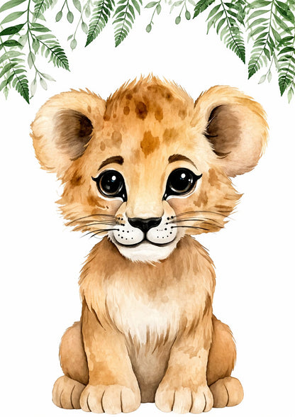 Set de 3 Cuadros Infantiles Safari Personalizados 20x30 cm con Marco de Madera y Vidrio