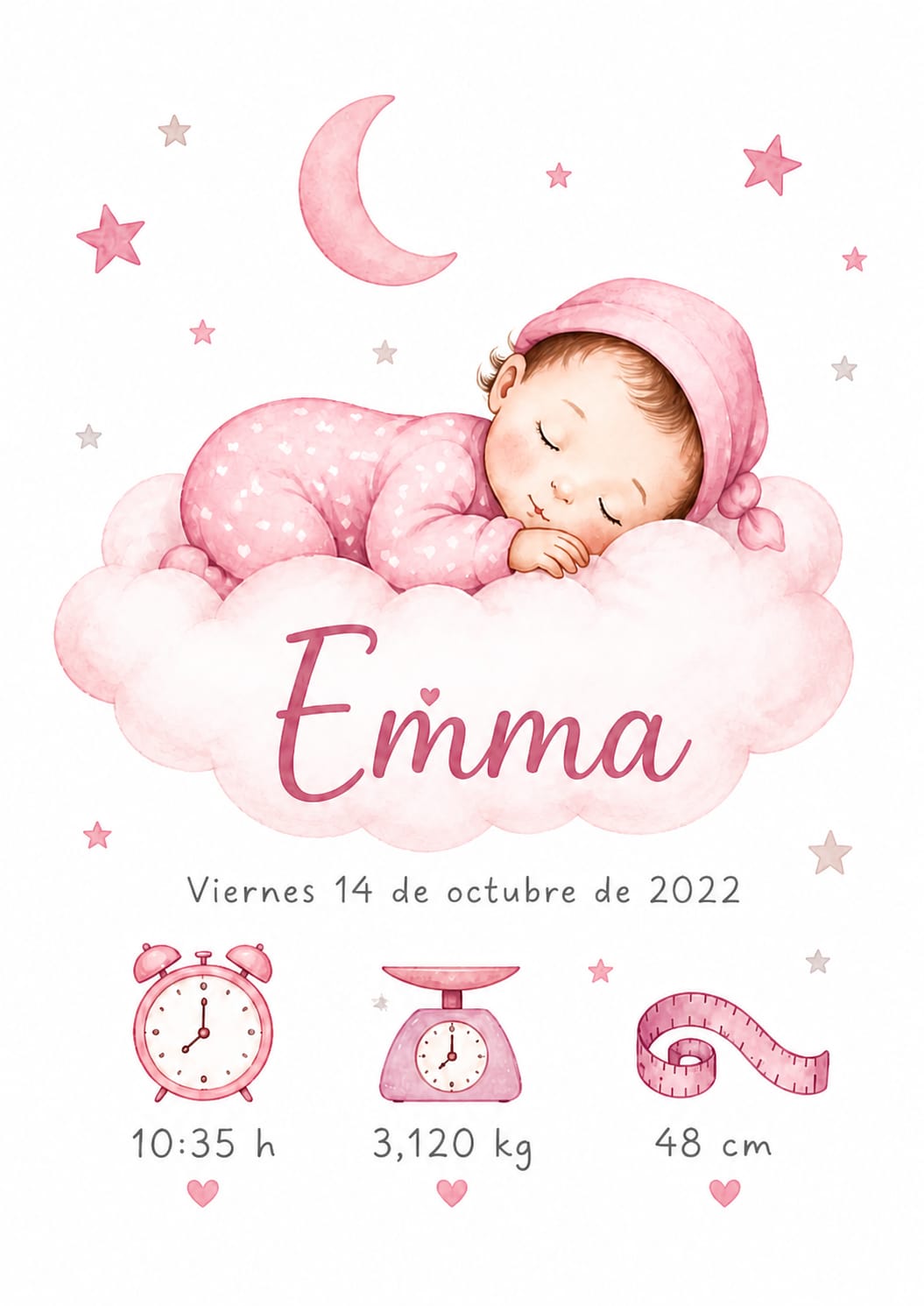Cuadro Natalicio Personalizado para Bebé – Un Recuerdo Único para Toda la Vida