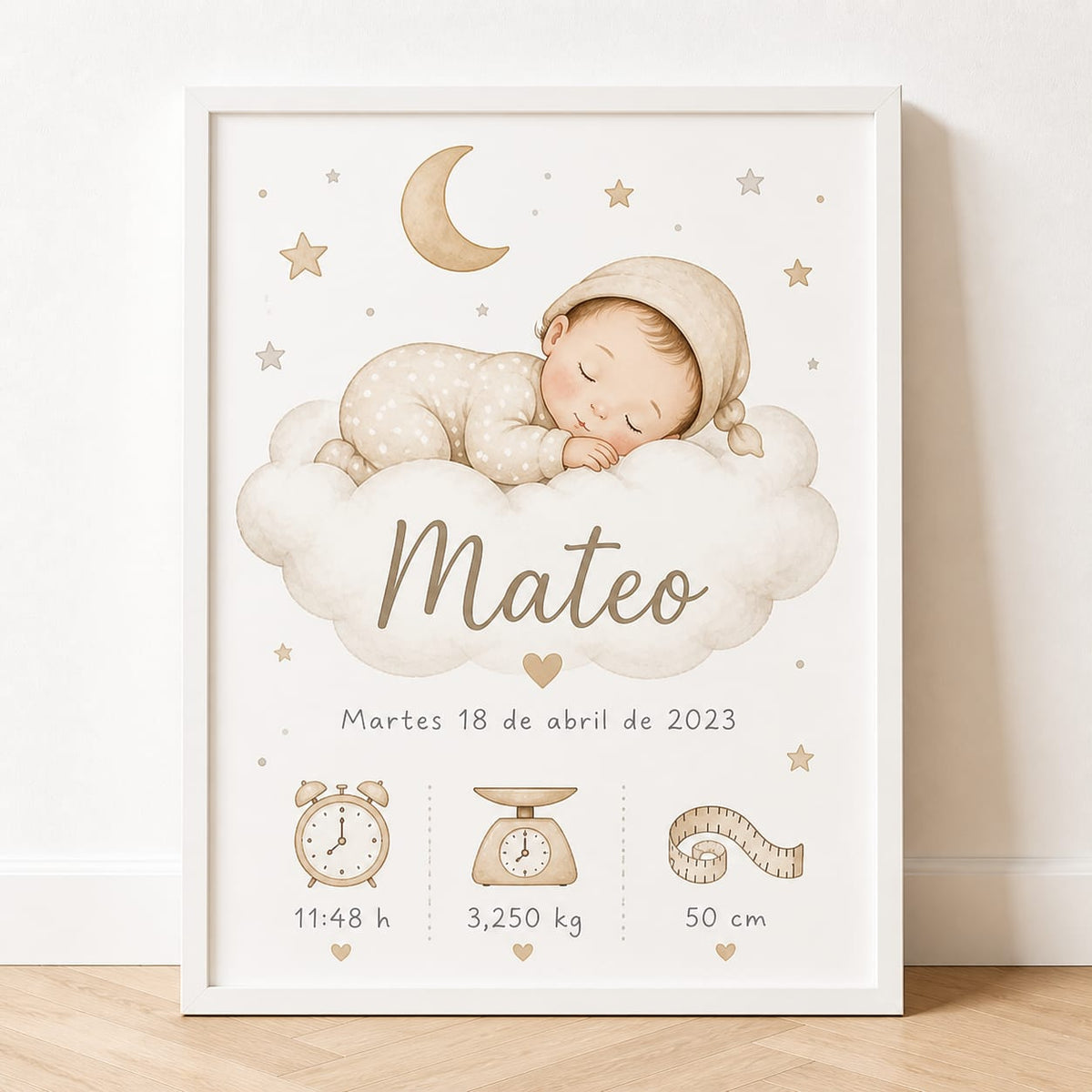 Cuadro Natalicio Personalizado para Bebé – Un Recuerdo Único para Toda la Vida