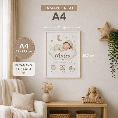 Cuadro Natalicio Personalizado para Bebé – Un Recuerdo Único para Toda la Vida