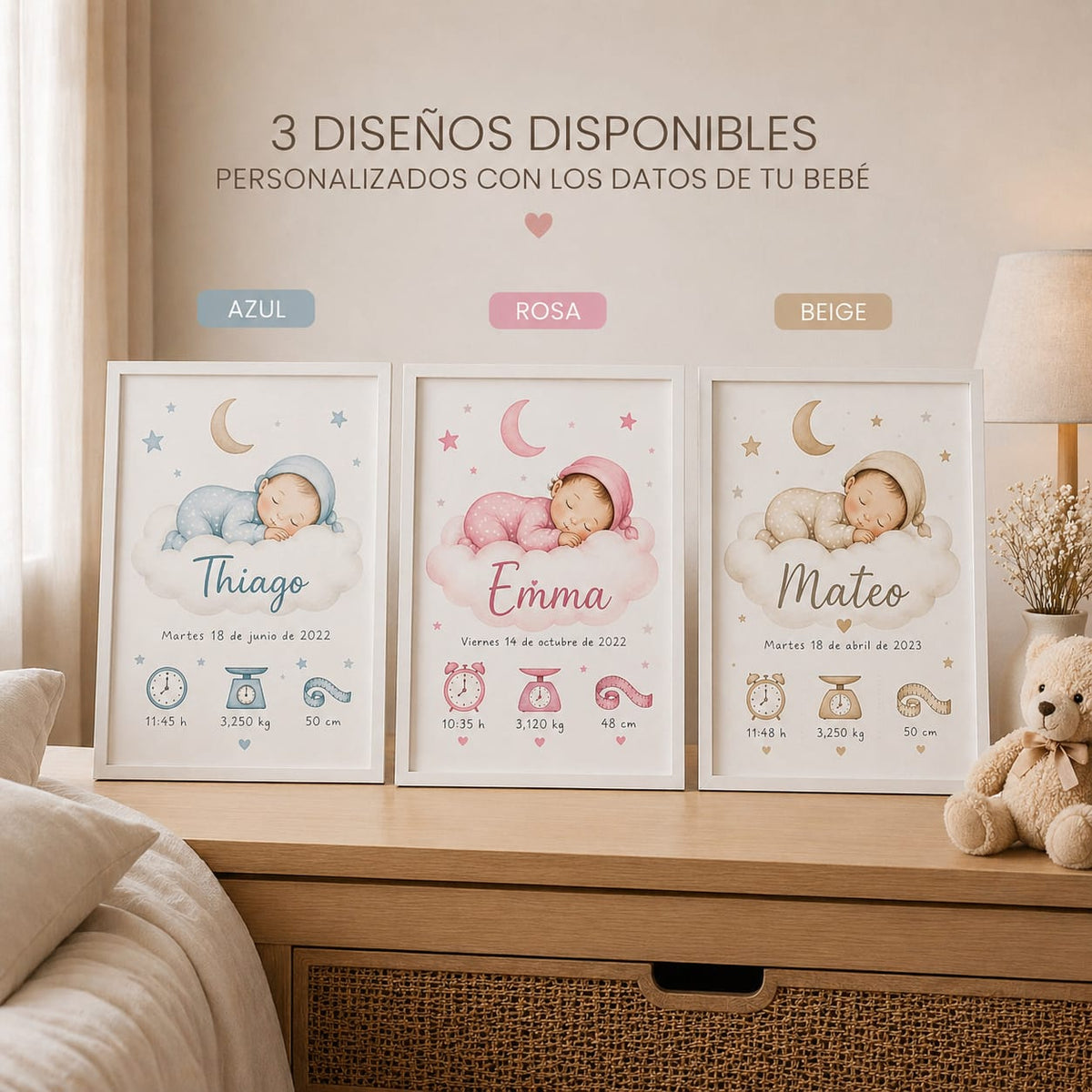 Cuadro Natalicio Personalizado para Bebé – Un Recuerdo Único para Toda la Vida