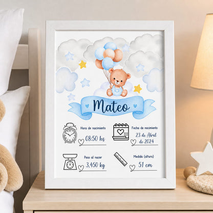 Lamina de nacimiento Personalizado para Bebé – Un Recuerdo Único para Toda la Vida