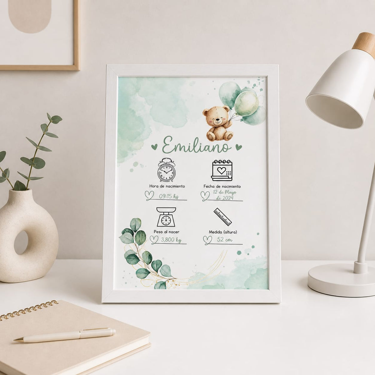 Lamina de nacimiento Personalizado para Bebé – Un Recuerdo Único para Toda la Vida
