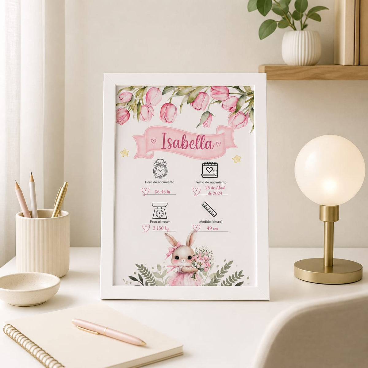 Lamina de nacimiento Personalizado para Bebé – Un Recuerdo Único para Toda la Vida
