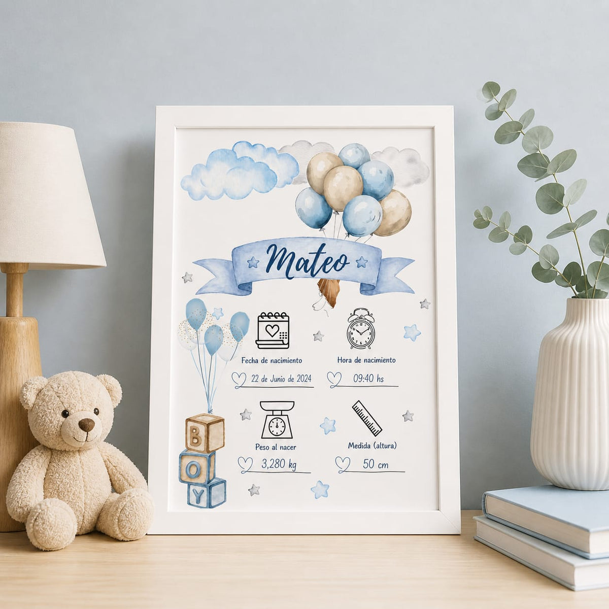 Lamina de nacimiento Personalizado para Bebé – Un Recuerdo Único para Toda la Vida