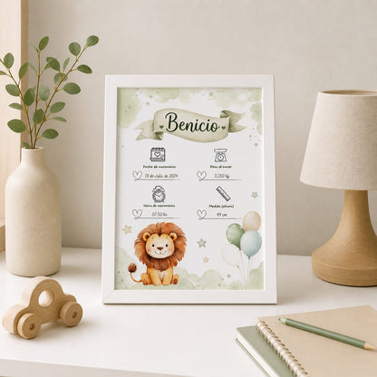 Lamina de nacimiento Personalizado para Bebé – Un Recuerdo Único para Toda la Vida