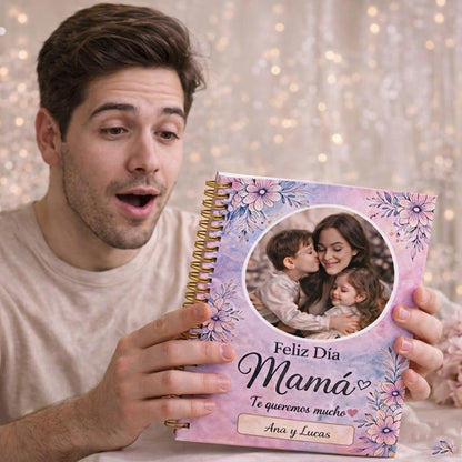 Cuaderno A5 Tapa Dura Personalizado con Foto y Nombre – Día de la Madre
