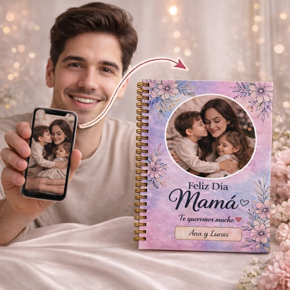 Cuaderno A5 Tapa Dura Personalizado con Foto y Nombre – Día de la Madre