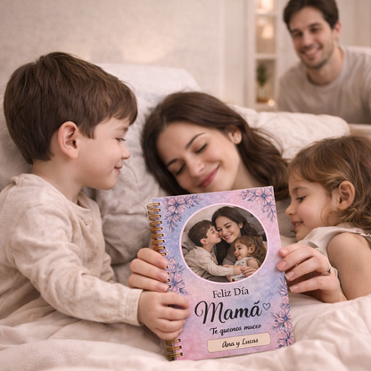 Cuaderno A5 Tapa Dura Personalizado con Foto y Nombre – Día de la Madre