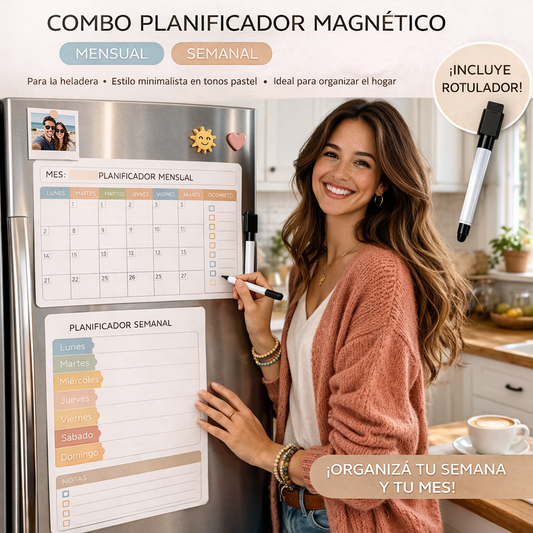 Planificador Magnético Mensual y Semanal Reutilizable con Rotulador ⭐⭐⭐⭐⭐