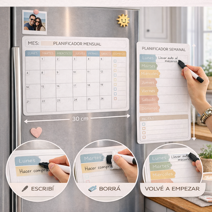 Planificador Magnético Mensual y Semanal Reutilizable con Rotulador ⭐⭐⭐⭐⭐